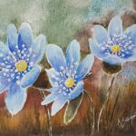 Blå blommor - Målad av Monica Goldschmidt